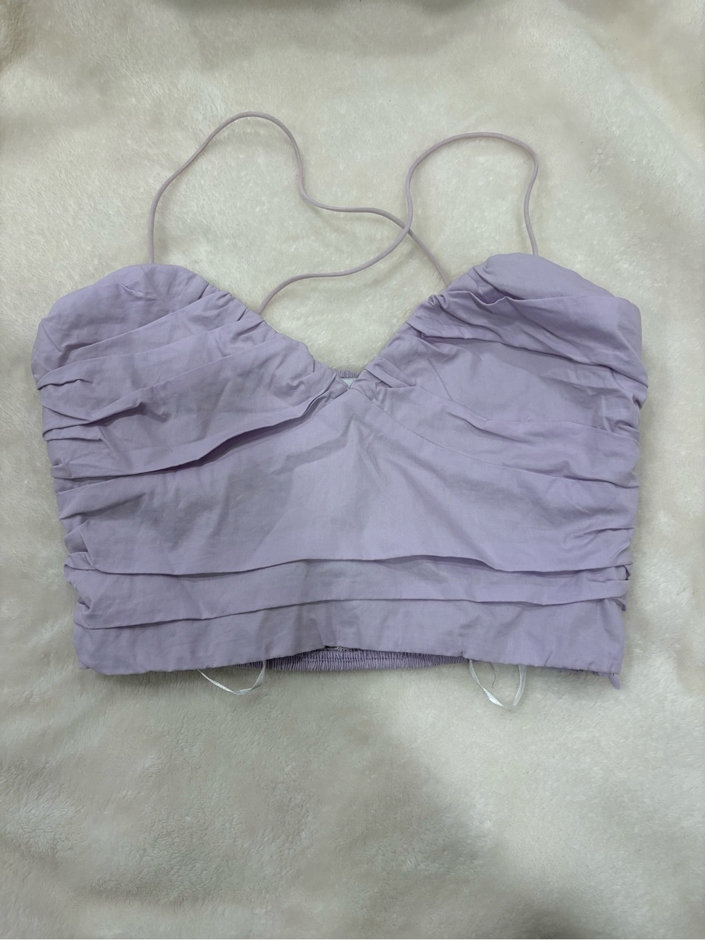 Princess Polly Lilac Ruched Spaghetti Strap Crop Top